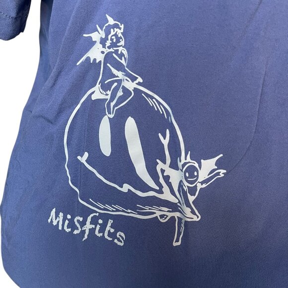 Brooklyn Cloth Graphic Streetwear Shirt Blue Button Up Rayon Size M Psychedelic - Picture 3 of 10